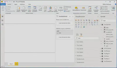 Microsoftin Power BI -työkalu, jolla BI-kehittäjä luo raporttinsa