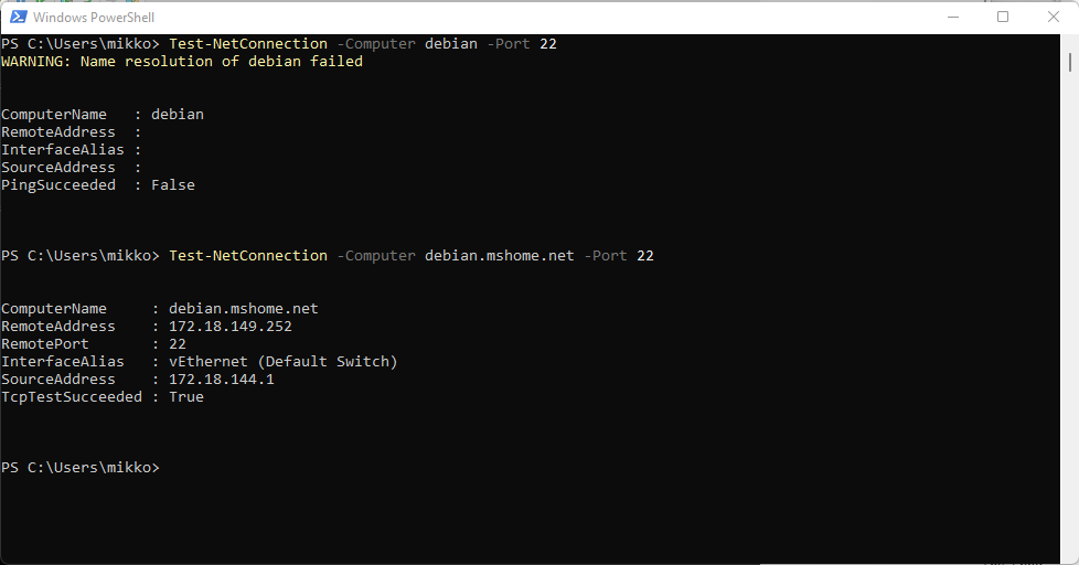 Virtuaalikone vastaa vain, jos tajuaa kutsua mshome.net -domainia
