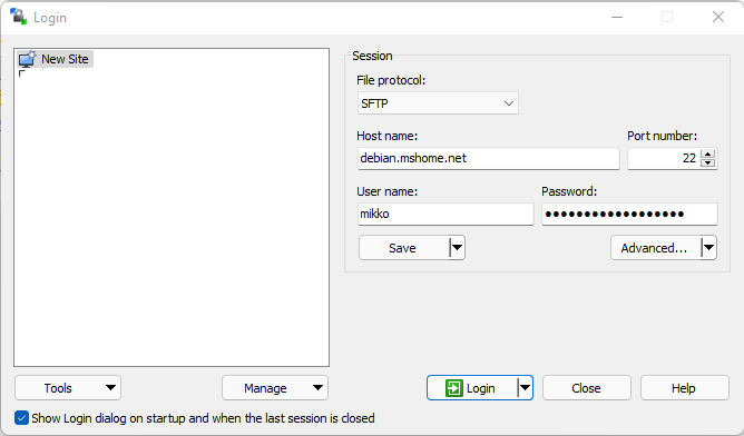 WinSCP:llä tiedostoja voi siirtää graafisesta käyttöliittymästä